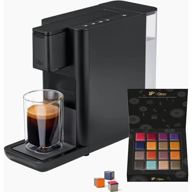 Tchibo Qbo ICONIC Premium Kapselmaschine inkl. 30 recyclebare Qbo Kapseln, Espresso, Caffè, Caffè Grande, Dark Chrome – Bild 2