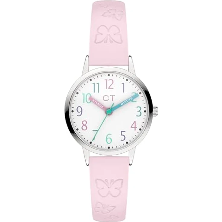 Cool Time Mädchenuhr mit Schmetterlings-Motiv, Metallgehäuse Ø 28 mm, kratzunempfindliches Mineralglas, Kunstlederarmband – Bild 1