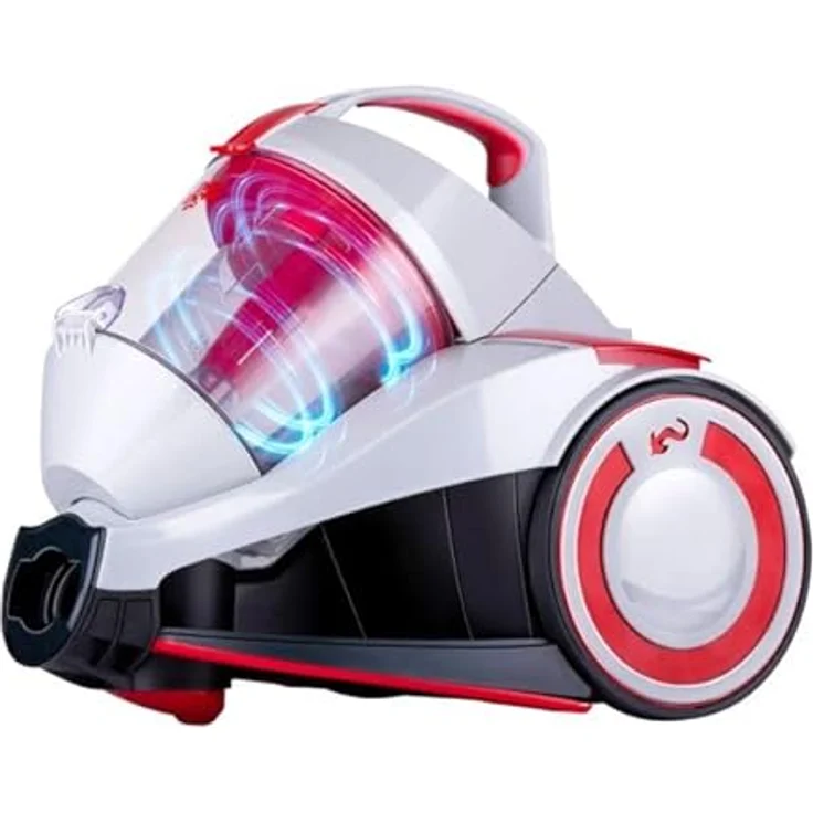 Dirt Devil Staubsauger ohne Beutel - DD2502 - 700W - HEPA 12 Filter - 9M Reichweite - mit Combibrush, Versenkter Bürste und Parkettbürste - 4.5KG - Staubsammelbox 1.8L - Grau/Rot – Bild 2