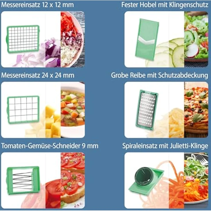 Genius Nicer Dicer Chef (15 Teile) | Obstschneider, Gemüseschneider, Zwiebelschneider, Zerkleinerer, Gemüsehobel, Mandoline – Bild 5