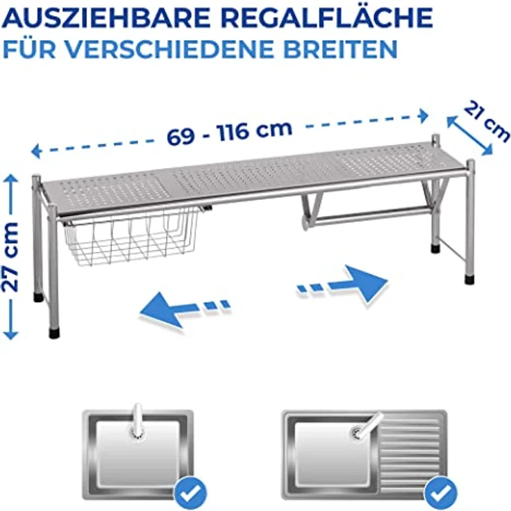 WENKO Spülbeckenregal Expando Küche Spülbeckenregal Spülutensilien Ablage – Bild 5