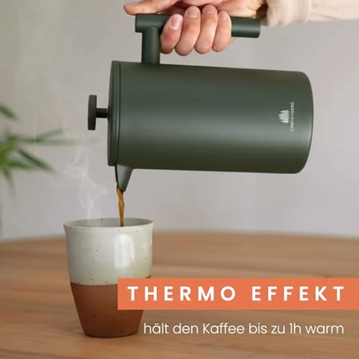 GRØNENBERG French Press Kanne 0,6 oder 1 Liter, Edelstahl Kaffeebereiter mit Thermo Effekt, inkl. 3 Ersatz-Filter – Bild 4