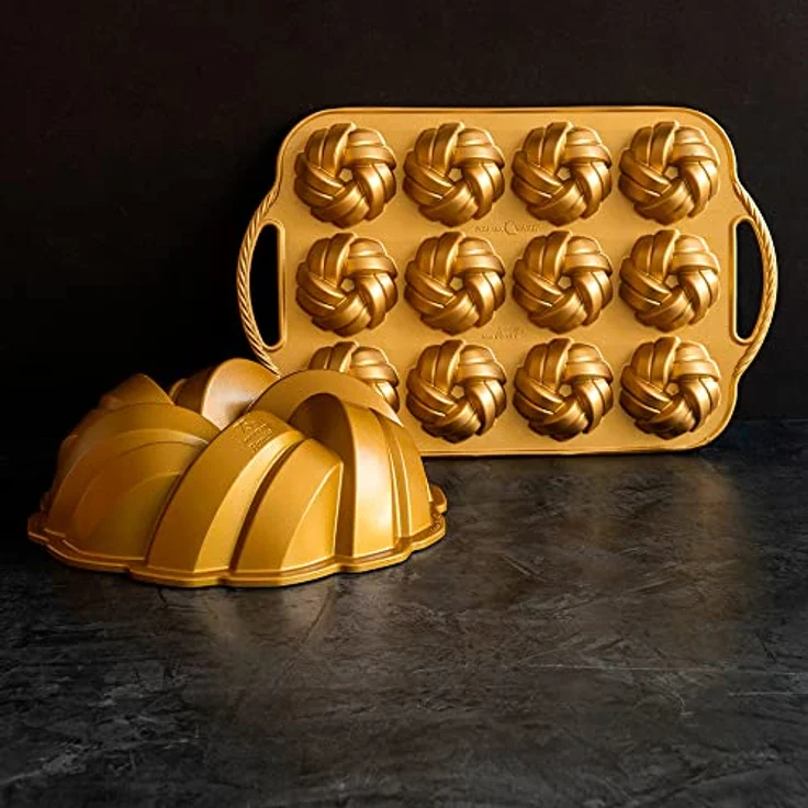 Nordic Ware 95377 Bundtlette-Pfanne zum 75. Jahrestag, geflochten, Goldfarben – Bild 4