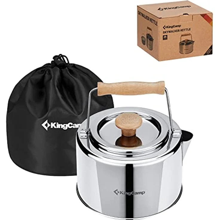 KingCamp Teekessel 1,2L Camping Kessel Teekanne Wasserkessel Tee Sieb Pot Stahl – Bild 3