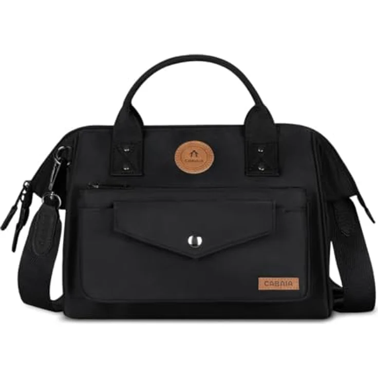 CABAIA Umhängetasche Crossbody M, 100% recyceltes Polyamid, auswechselbare Vortasche, abnehmbarer Schulterriemen, schwarz – Bild 1