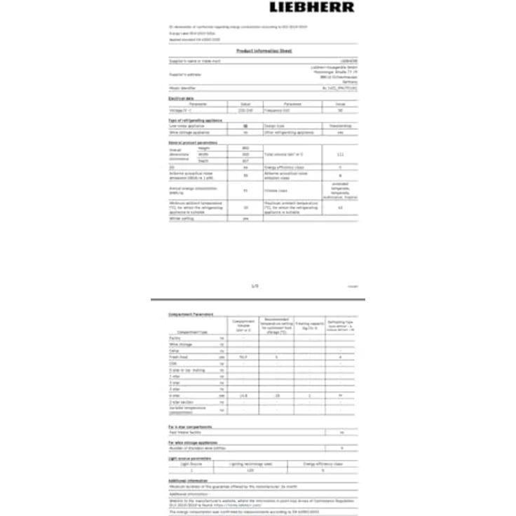 Liebherr Rc1401-20 Tischkühlschrank, 112 l / 97 l, EEK: C, 91 kWh/Jahr, 35 dB, Weiß – Bild 2