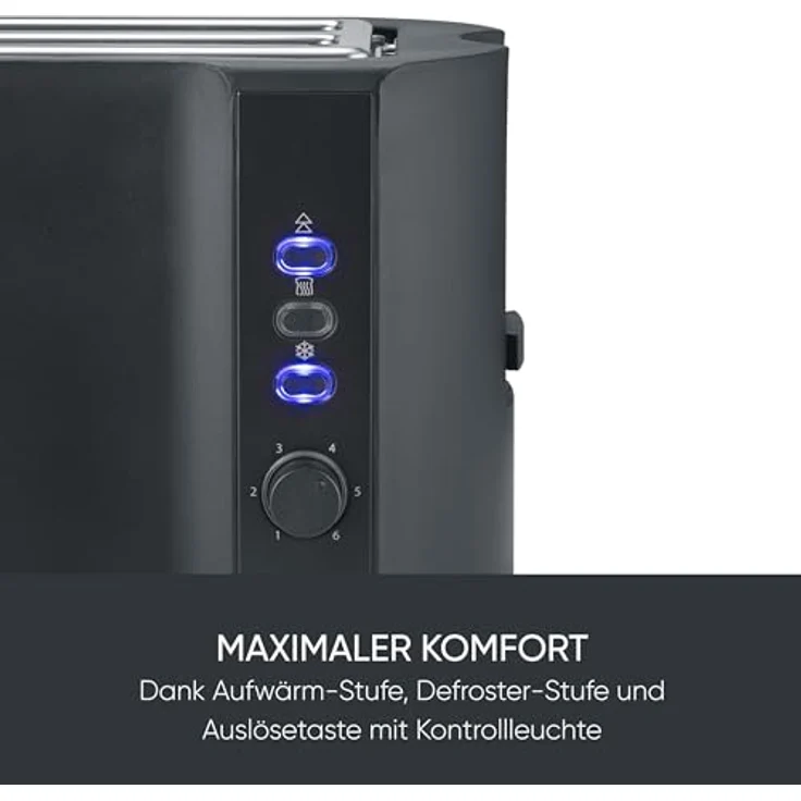 SEVERIN AT 2591 Langschlitz-Toaster für 4 Scheiben, 1.400 W, schwarz matt, mit Brötchenaufsatz und verschiedenen Aufwärmstufen – Bild 4