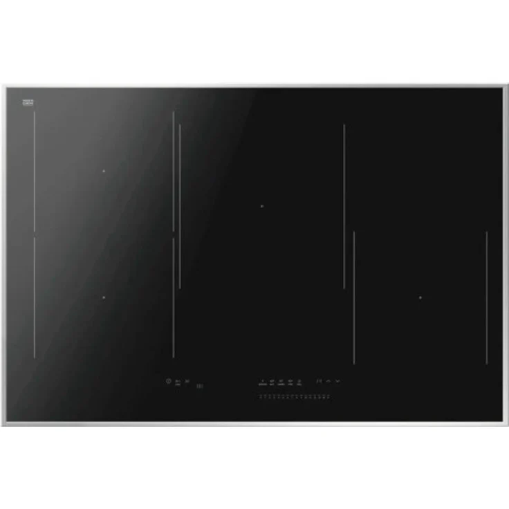 Amica Induktionskochfeld mit Rahmen 77 x 52,5 cm 4 Induktionskochzonen KMI 772 680 E, autark mit Boosterfunktion, Slider Sensorsteuerung, Edelstahlrahmen - vorne ohne Lüftungsspalt, silber