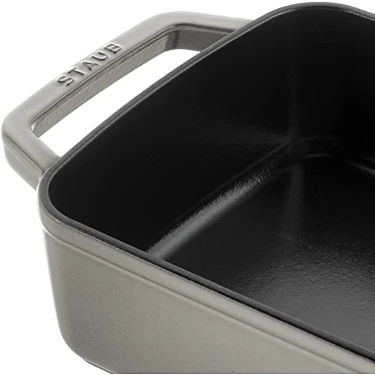 Staub Auflaufform (30 x 20 cm, 3,15 L mit mattschwarzer lierung im Inneren der Auflaufform) grafitgrau – Bild 3