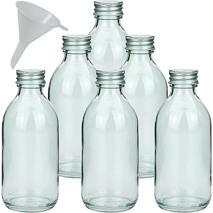 mikken 6 kleine Glasflaschen 250ml Likörflaschen zum befüllen + 1 Trichter