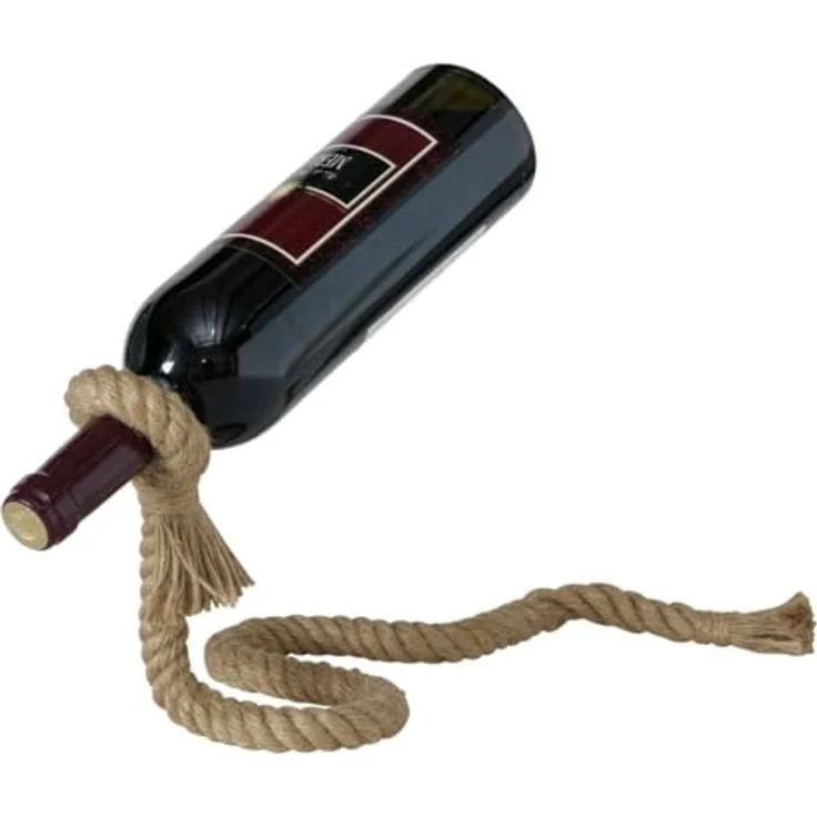 Boltze Home Weinständer für eine Flasche, eisern, geflochten mit Seil, 15 x 16 cm, elegante Präsentation und langlebige Konstruktion – Bild 1