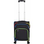 Kenorada Reisetrolley Rainbow Spinner | Vier 360°-Rollen | aus robustem Polyester | Dehnfalte zur Volumenerweiterung | dreistelliges TSA-Zahlenschloss (schwarz Rainbow, S - Handgepäck 55cm)