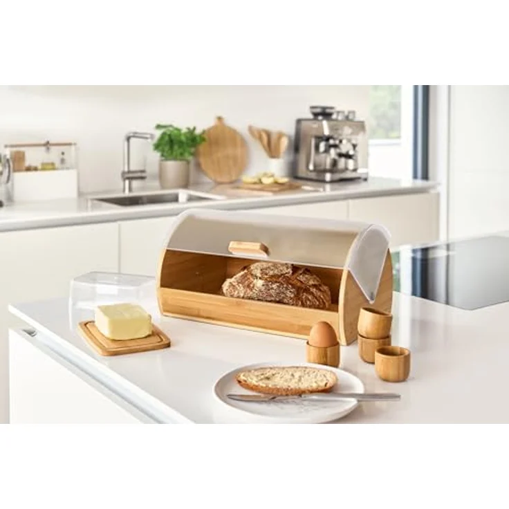 Zeller Present Brotkasten, Bambus/Kunststoff, Brotaufbewahrung, Transparent – Bild 3