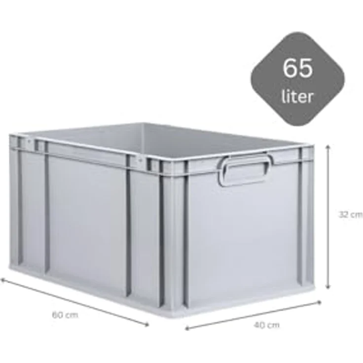 PROREGAL Eurobox NextGen Economy, SuperSparSet 10x mit Scharnierdeckel & roten Verschlüssen, 65 Liter, HxBxT 32x40x60cm, lebensmittelecht, robust und stapelbar – Bild 4