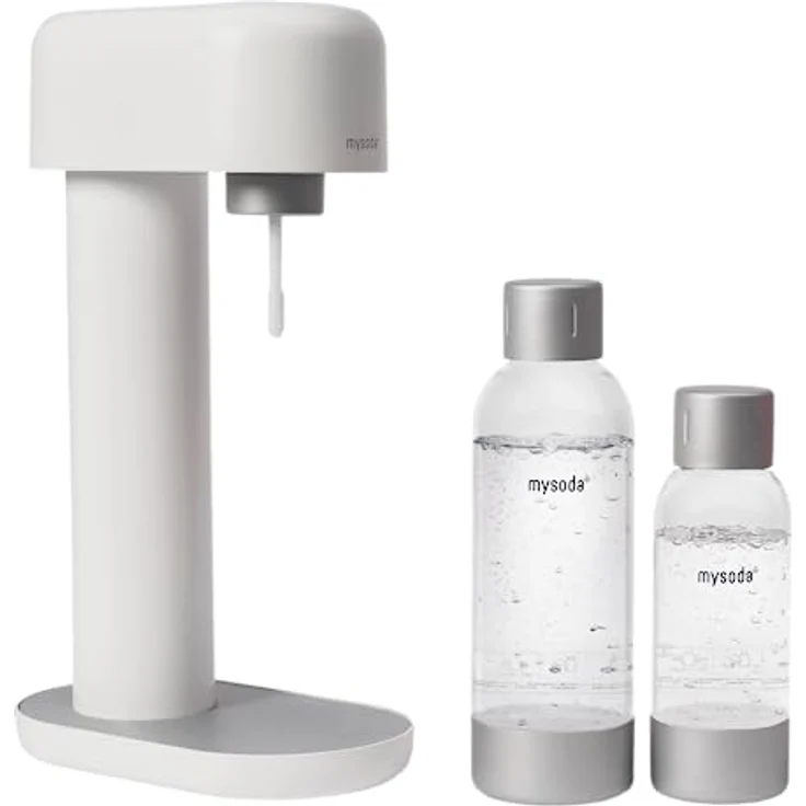 Mysoda: Ruby Wassersprudler aus Aluminum mit 1L und 0.5L Quick-Lock BPA-frei Plastikflaschen (ohne CO2-Zylinder) - Weiß - Preisvergleich – Bild 1