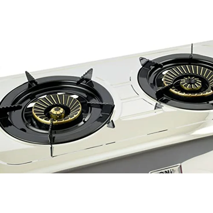 NJ 60 Edelstahl Gaskocher 2 flammig Campingkocher 7,6KW mit Turboflamme Propan Kocher – Bild 3
