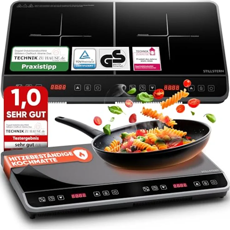Stillstern Doppel-Induktionskochplatte ChefKoch Xtreme Duo 3600W, Glaskeramik, TurboBoost Technologie, 24h Timer – Bild 2