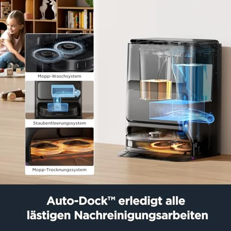 EUREKA J12 Ultra Roboter-Waschroboter mit automatischer Entleerungsstation, 5000 Pa, drehbarer Wischmop – Bild 4