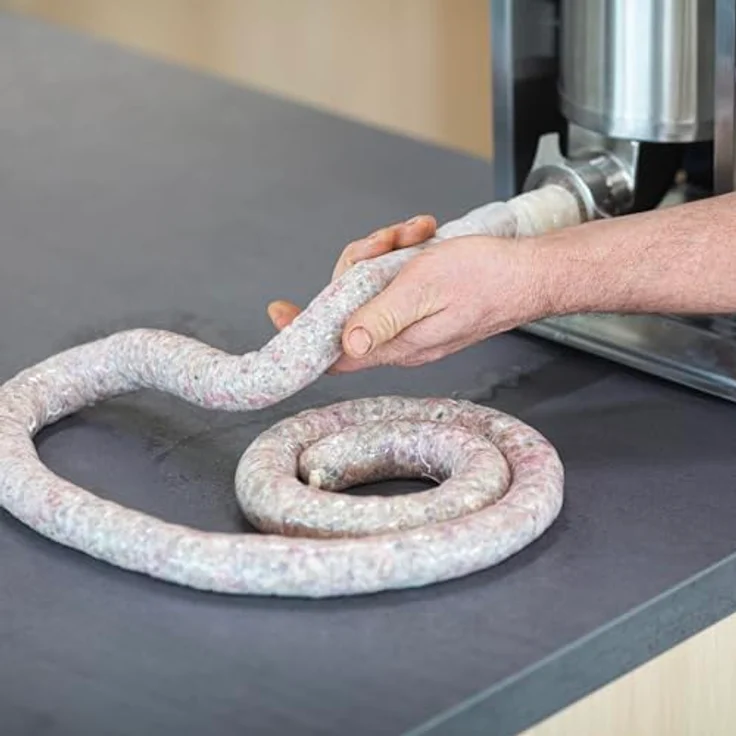 BROWIN® Manuell Wurstfüller aus Edelstahl 311036 | 3 Liter vertikale Wurstmaschine mit Tischklemme | Wurstfüllmaschine | Hausgemachte Wurstpresse | inkl. 6 Füllrohren, robustes Edelstahldesign – Bild 4