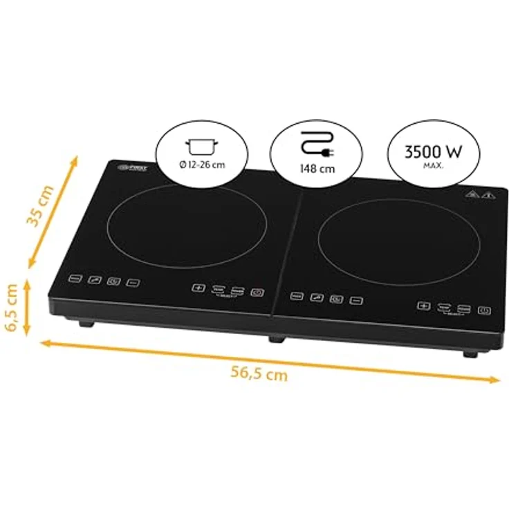 TZS First Austria Induktionskochplatte doppelt | 3500W | 10-stufige Temperaturregelung | Timer | Kindersicherung | Sensor touch control | Camping | mobil – Bild 4