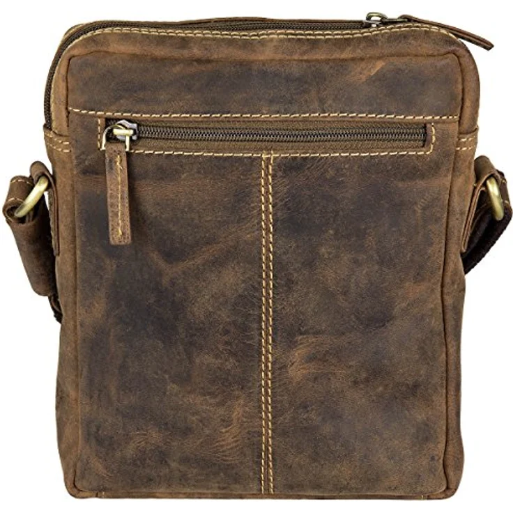 Greenburry Vintage 1663, Handtasche Umhängetasche aus geschliffenem Rindleder im Used-Look, Braun – Bild 3