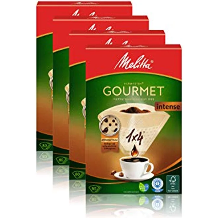 Melitta 1x4 Gourmet Filtertüten, Intense, Aromamax Struktur, Naturbraun, (1 x 80 Stück) – Bild 2