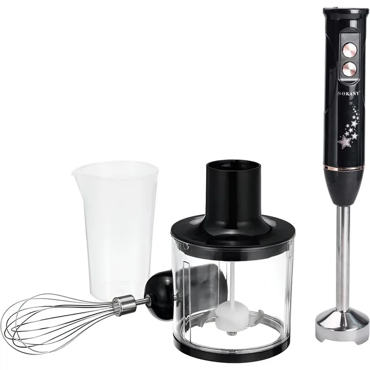 Sokany 4-in-1 Stabmixer 600W mit Zerkleinerer und Schneebesen, Grau
