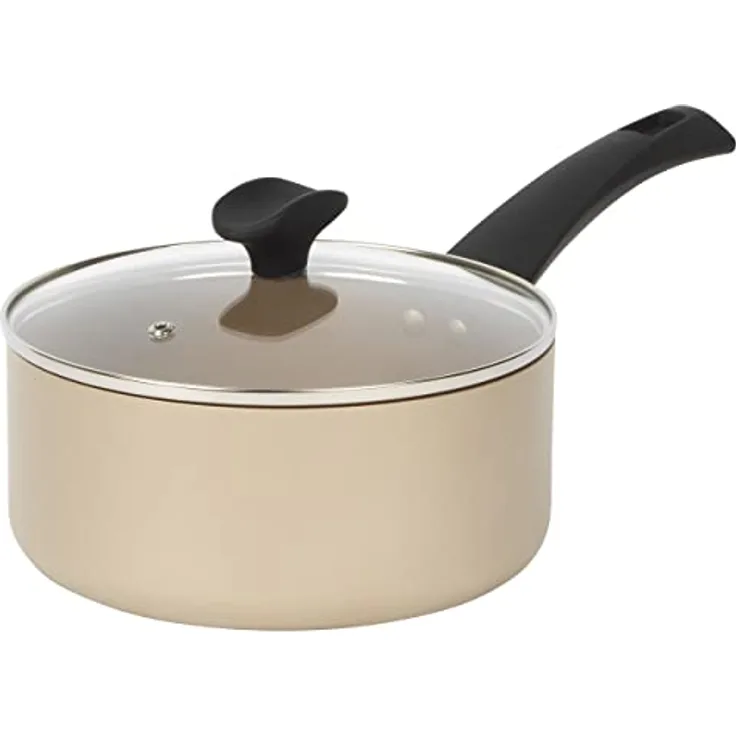 Salter BW11109EU7 Kasserole - Stielkasserolle mit Deckel, Antihaftbeschichtung, Kochtopf Induktion geeignet, BPA/PFOA-Frei, 10 Jahre Garantie, Olympus Kollection, 20 cm, 2,6 L Fassungsvermögen, Gold