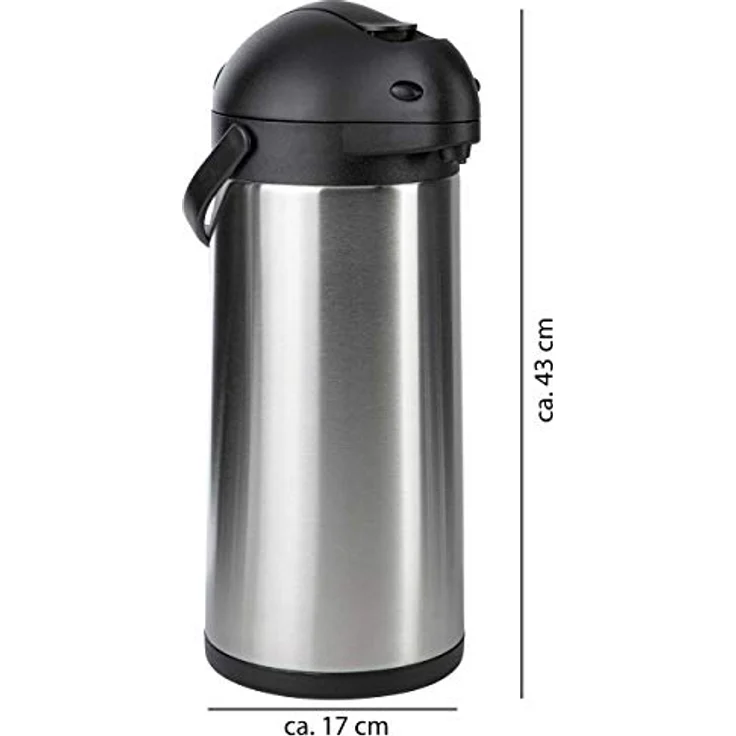 ONVAYA Airpot Pumpkanne 5 Liter Isolierkanne Thermoskanne Getränkespender Edelstahl mattiert Kaffeekanne Doppelwandig – Bild 4