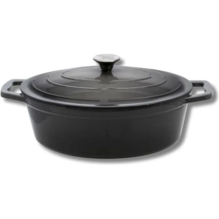 ELO 3373326 Schmortopf aus emailliertem Gusseisen mit Deckel, klassisch, grau, backofengeeignet, Kochtopf für alle Herdarten, Kochtopf Induktion, 33 cm, 5 l, 4-6 Personen - Preisvergleich