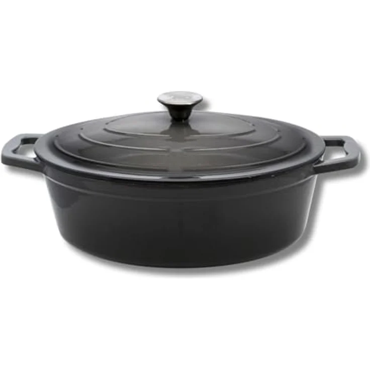 ELO 3373326 Schmortopf aus emailliertem Gusseisen mit Deckel, klassisch, grau, backofengeeignet, Kochtopf für alle Herdarten, Kochtopf Induktion, 33 cm, 5 l, 4-6 Personen - Preisvergleich – Bild 1