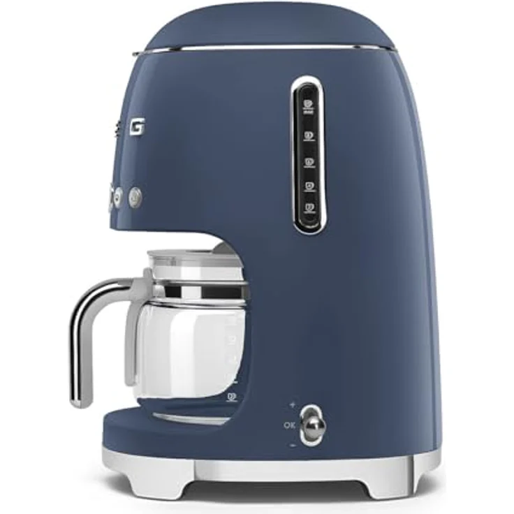 Smeg DCF02NBEU Filter-Kaffeemaschine mit Aroma- und Autostart-Funktion, Glaskaraffe bis 12 Tassen, 2 Intensitätsniveaus, Warmhaltefunktion, 1050W, Navy Blue – Bild 2