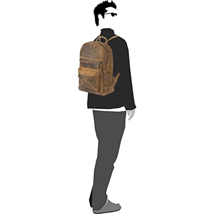 Greenburry Vintage Retro Rucksack, Leder 42 cm mit Laptopfach, braun – Bild 2