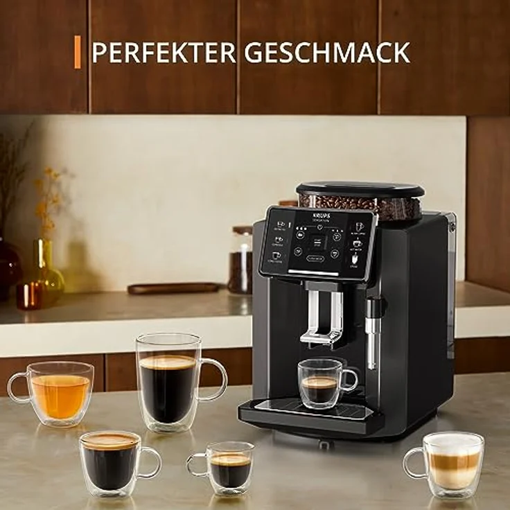 Krups EA9108 Sensation Kaffeevollautomat | Brühgruppe aus Metall | Sensor-Touch Bedienfeld | farbige Getränkesymbole | 5 Getränkespezialitäten auf Knopfdruck | Filterkaffee-Funktion | Schwarz – Bild 5