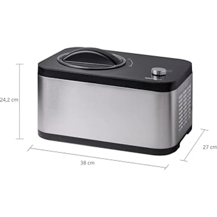 Unold 48826 Eismaschine & Joghurtbereiter EVA, Speiseeisbereiter mit Kompressor, 1,5 Liter Fassungsvermögen, Sahneeiscreme in 30 Minuten, Timer-Funktion, Edelstahlgehäuse – Bild 3