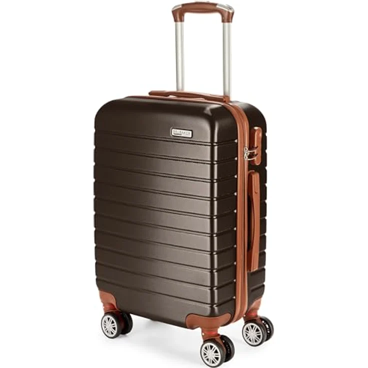 BRUBAKER Handgepäck Koffer Paris - M - Braun und Hellbraun - Reisekoffer Trolley mit Zahlenschloss, 4 Rollen und Komfort Tragegriffen - ABS Hartschalen Rollkoffer - 37 x 56 x 22 cm – Bild 1