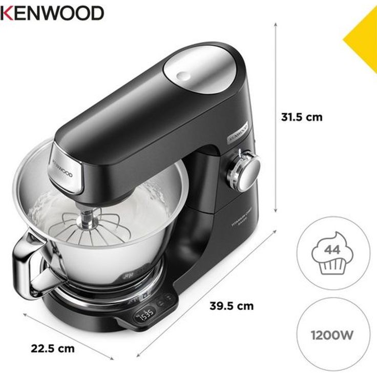 Kenwood KVC85.004BK Titanium Chef Baker Küchenmaschine, 1200W, 3,5L,5L Schüssel, schwarz, Serie: Titanium Chef Baker
 - Preisvergleich – Bild 3