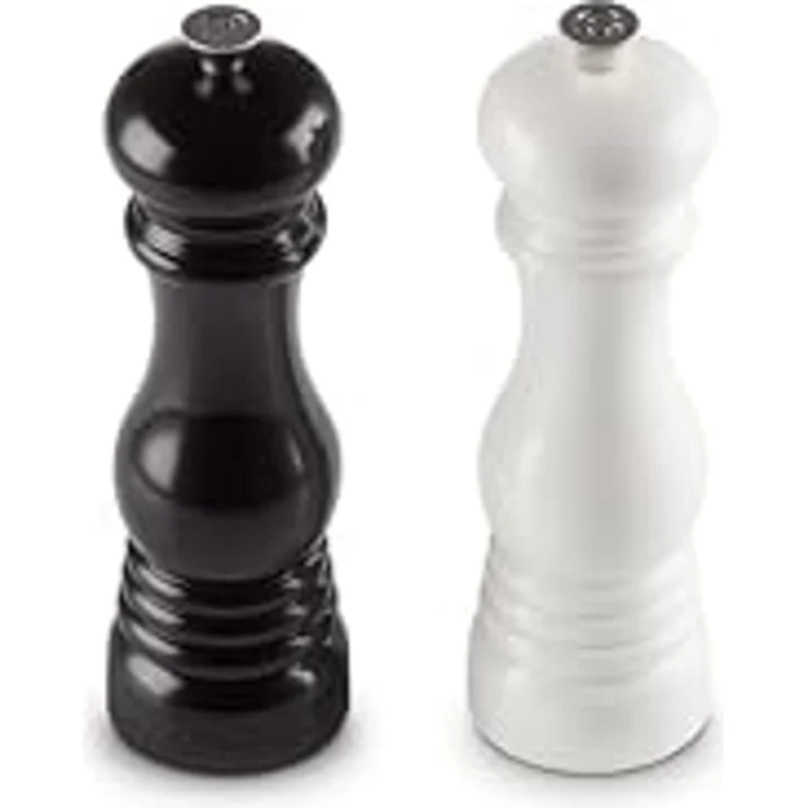 Le Creuset Mühlenset, Salz- und Pfeffermühle, ABS-Kunststoff, Je 6 x 6 x 20,8 cm, Keramik-Mahlwerk, Schwarz-Weiß – Bild 2