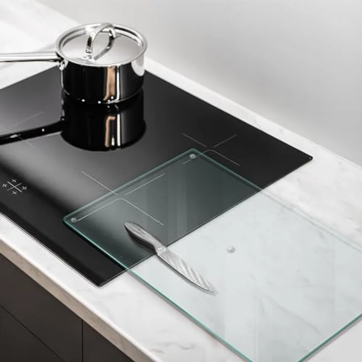 Tulup Schneidebrett Transparent 52x30 cm, Robustes gehärtetes Glas, hygienisch & einfach zu reinigen – Bild 2