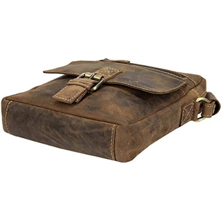 Greenburry Vintage 1663, Handtasche Umhängetasche aus geschliffenem Rindleder im Used-Look, Braun – Bild 2