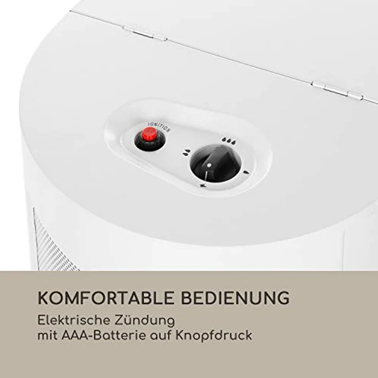 blumfeldt Bonaparte Gasheizung - Gasofen mit 3 Leistungsstufen 1600, 2600 und 4200 Watt, Katalytofen für Gasflaschentyp: 5kg bis 15kg, integrierter Piezozünder, Infrarot-Keramikbrenner, weiß – Bild 3