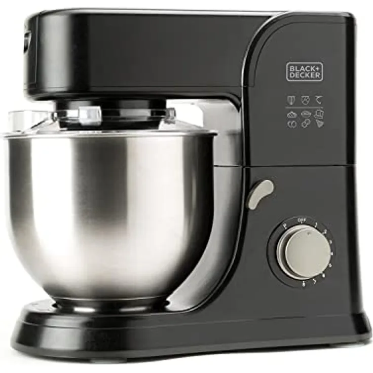 Black+Decker ES9130080B BXKM1001E Küchenmaschine, Stainless Steel, Schwarz