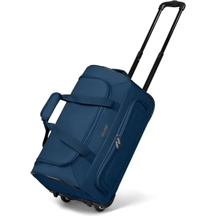 Redolz Duffle Essentials 2-Rollen Reisetasche, 28 cm, Blau, 39 l mit sicherem Reißverschlussfach und arretierbarem Griff