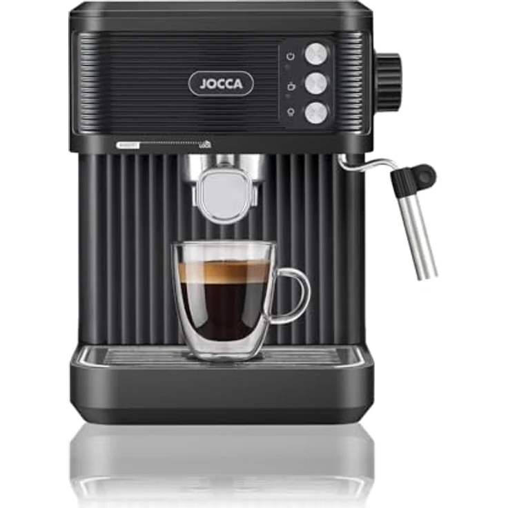 Jocca Espressomaschine Schwarz 850W – 20 Bar Druck, 1,8L Tank, Milchaufschäumer, Edelstahl – Bild 2