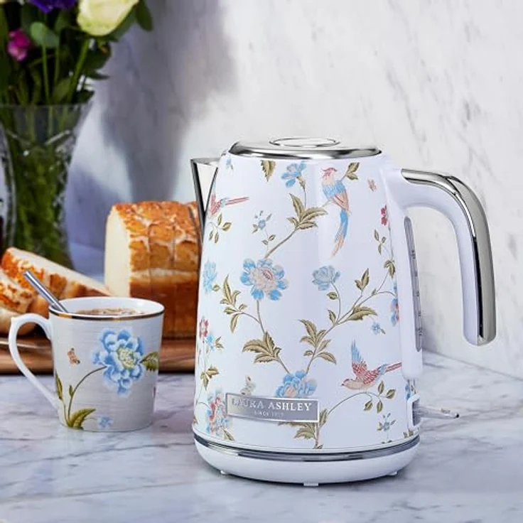 VQ Laura Ashley Elveden Weiß, Kabelloser Edelstahl-Wasserkocher 1,7 Liter mit 2,2 kW Schnellkochtechnologie und Überhitzungsschutz – Bild 2