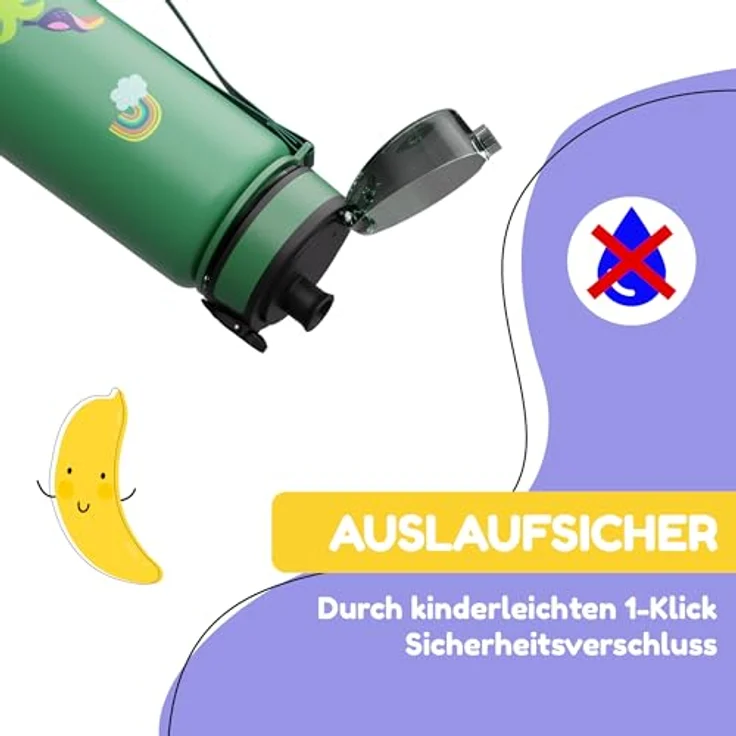 Klarstein Schmatzfatz Trinkflasche Sportflasche 500 ml, BPA-freies Tritan, auslaufsicher, mit Fruchtaufsatz und Tragegriff, 24 cm – Bild 2