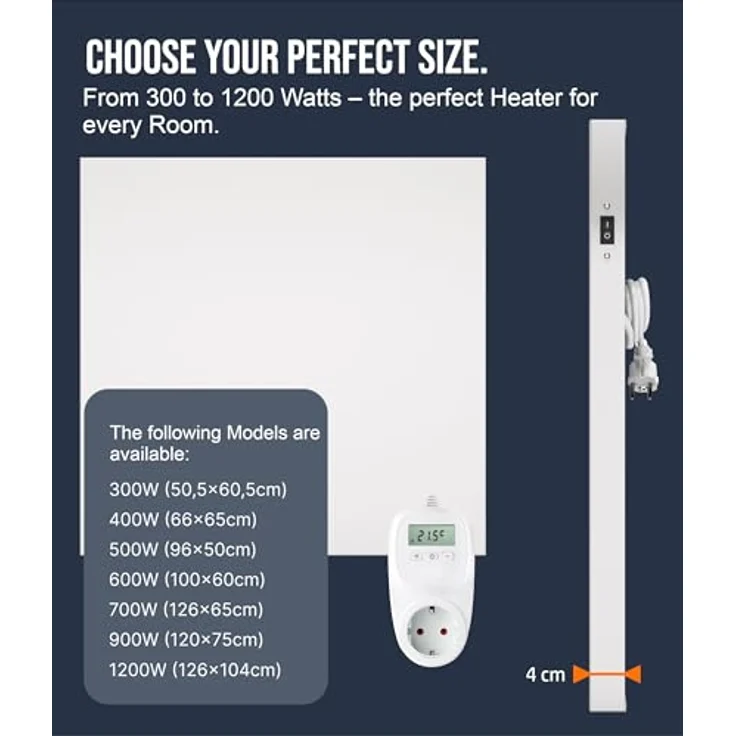 VIESTA® TH12 WIFI, Infrarot Wandheizung 400W mit Thermostat, Fernbedienung & WiFi Steuerung, Carbon Crystal Technologie, App steuerbar – Bild 4