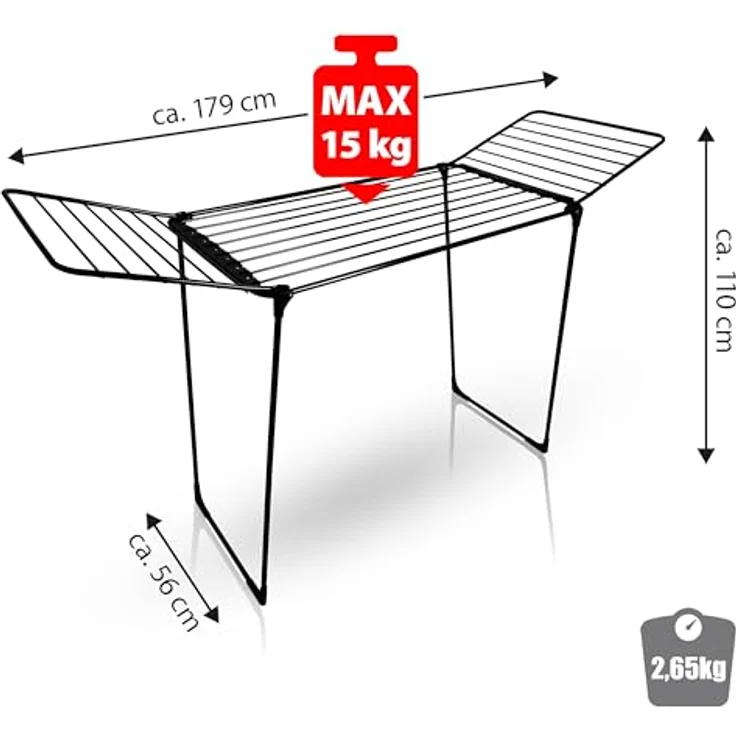 BigDean Wäscheständer 20m extra hoch & Dicke Leinen - Wäschetrockner Made in Europe, edles Schwarz – Bild 3