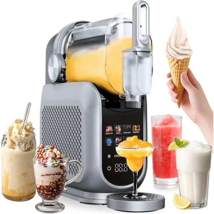 4Swiss SM026, Selbstkühlende Eismaschine mit Kompressor, 1,8 l Fassungsvermögen, 7 Programme für Milchshakes, Sorbet und Slush, automatischer Spülzyklus