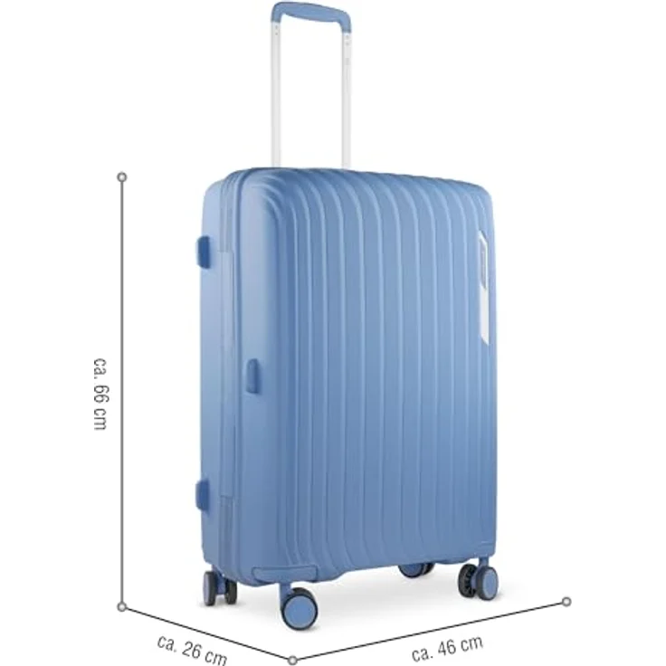 bugatti Hera Hartschalen-Koffer M, 66x26x46 cm, 4-Rollen, superleichter Reise-Koffer aus PP Light in Denim, ca. 65 Liter Fassungsvermögen – Bild 2